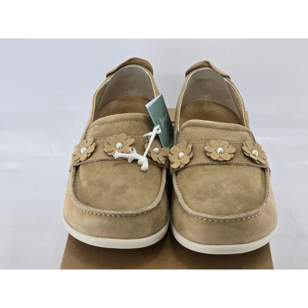 Revitalign Siesta Flower Slip-On Women 8.5D Tan Suede Loafers -New
